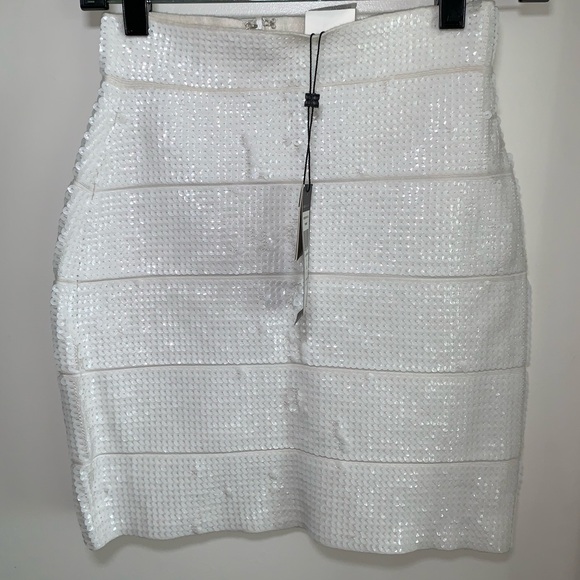 BCBG MAXAZRIA SIMONE WHITE SEQUIN SKIRT - Picture 1 of 5